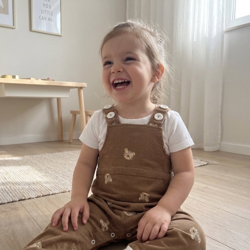 Állítható méretű gepárdos kantáros gyerek nadrág