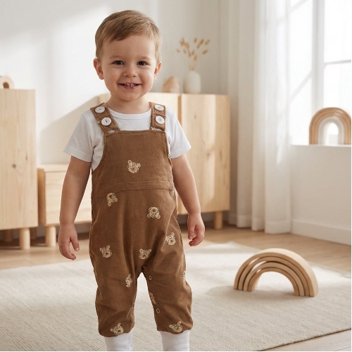 Állítható méretű gepárdos kantáros gyerek nadrág