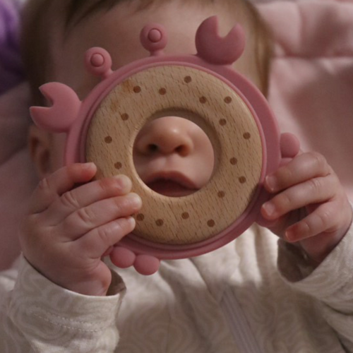 Pink crab teether