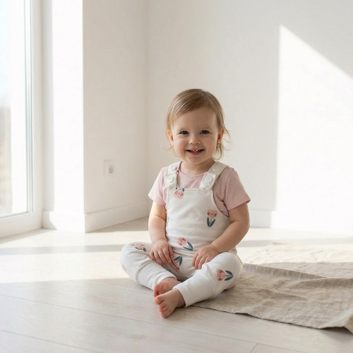 Állítható méretű tulipános kantáros gyerek nadrág